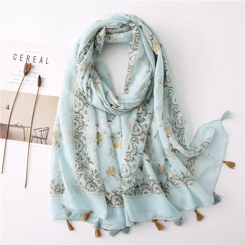 Luxury Cotton Scarf for Women - Large Shawl & Hijab
