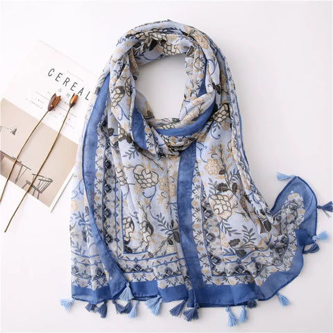 Luxury Cotton Scarf for Women - Large Shawl & Hijab