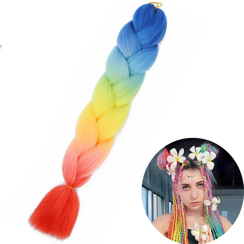 24" Synthetic Yaki Braids Hair - Ombre Kanekalon Jumbo Braid Hair Extensions for Women
