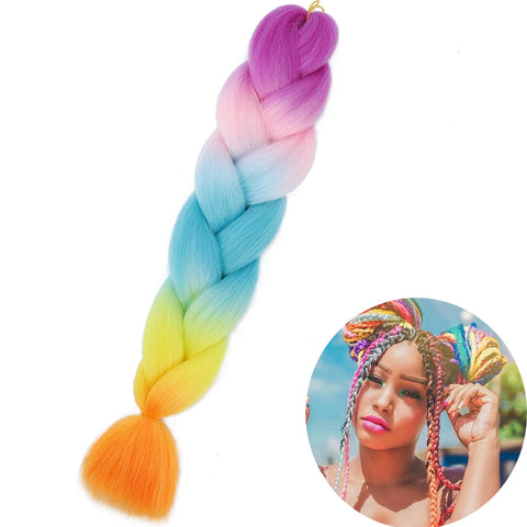 24" Synthetic Yaki Braids Hair - Ombre Kanekalon Jumbo Braid Hair Extensions for Women