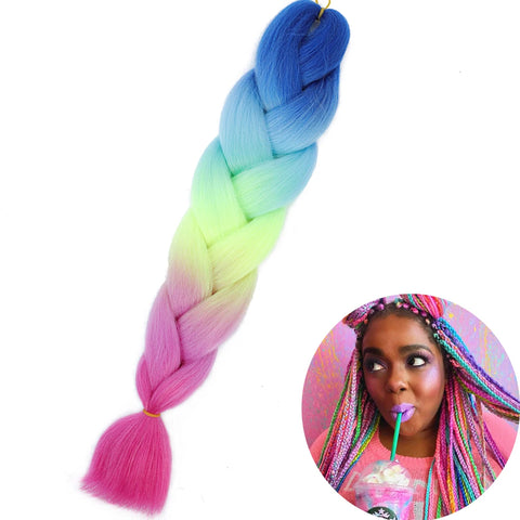 24" Synthetic Yaki Braids Hair - Ombre Kanekalon Jumbo Braid Hair Extensions for Women