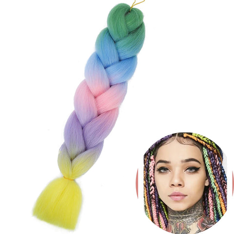 24" Synthetic Yaki Braids Hair - Ombre Kanekalon Jumbo Braid Hair Extensions for Women