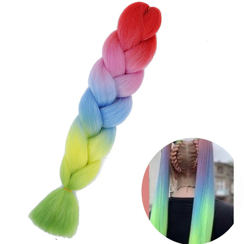 24" Synthetic Yaki Braids Hair - Ombre Kanekalon Jumbo Braid Hair Extensions for Women