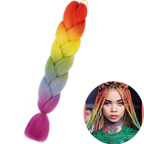 24" Synthetic Yaki Braids Hair - Ombre Kanekalon Jumbo Braid Hair Extensions for Women