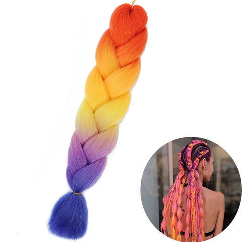 24" Synthetic Yaki Braids Hair - Ombre Kanekalon Jumbo Braid Hair Extensions for Women