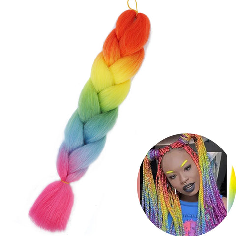 24" Synthetic Yaki Braids Hair - Ombre Kanekalon Jumbo Braid Hair Extensions for Women