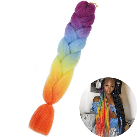 24" Synthetic Yaki Braids Hair - Ombre Kanekalon Jumbo Braid Hair Extensions for Women