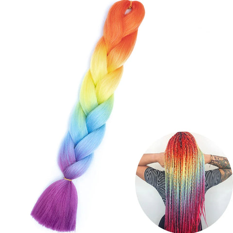 24" Synthetic Yaki Braids Hair - Ombre Kanekalon Jumbo Braid Hair Extensions for Women