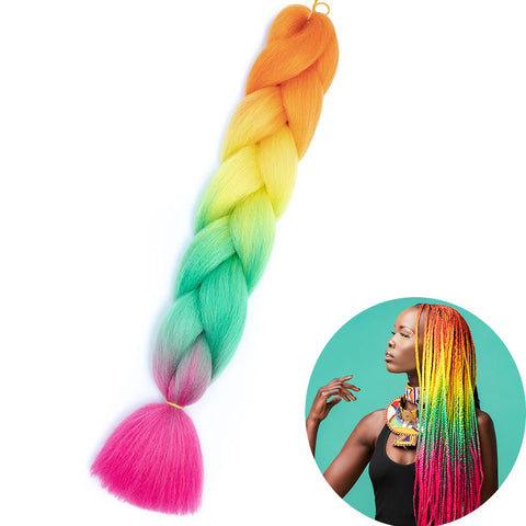 24" Synthetic Yaki Braids Hair - Ombre Kanekalon Jumbo Braid Hair Extensions for Women