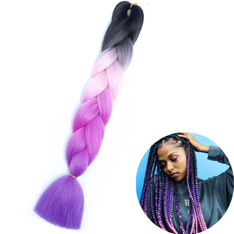 24" Synthetic Yaki Braids Hair - Ombre Kanekalon Jumbo Braid Hair Extensions for Women