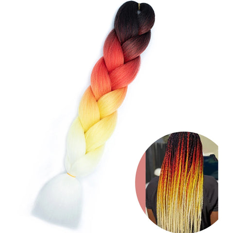 24" Synthetic Yaki Braids Hair - Ombre Kanekalon Jumbo Braid Hair Extensions for Women