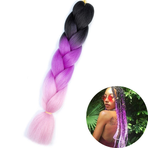 24" Synthetic Yaki Braids Hair - Ombre Kanekalon Jumbo Braid Hair Extensions for Women
