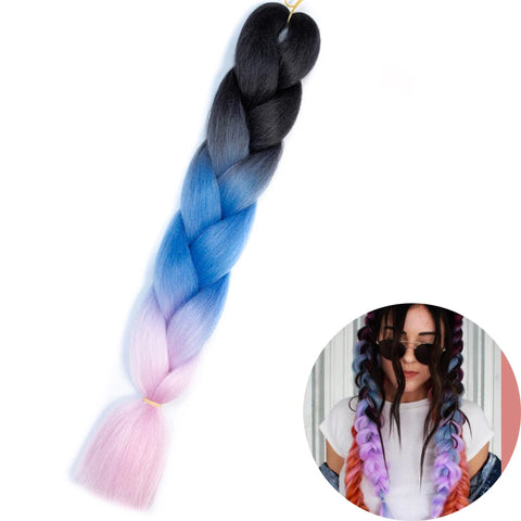 24" Synthetic Yaki Braids Hair - Ombre Kanekalon Jumbo Braid Hair Extensions for Women