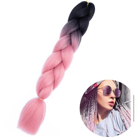 24" Synthetic Yaki Braids Hair - Ombre Kanekalon Jumbo Braid Hair Extensions for Women