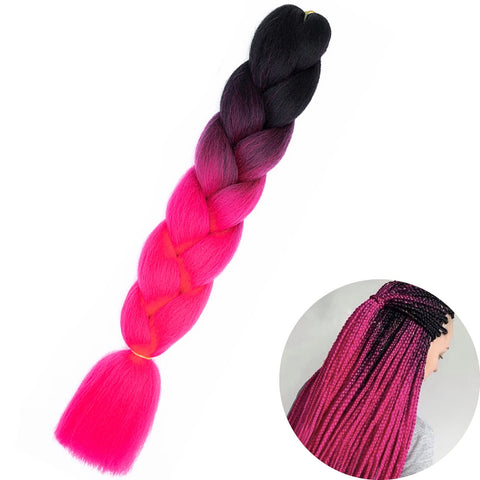 24" Synthetic Yaki Braids Hair - Ombre Kanekalon Jumbo Braid Hair Extensions for Women