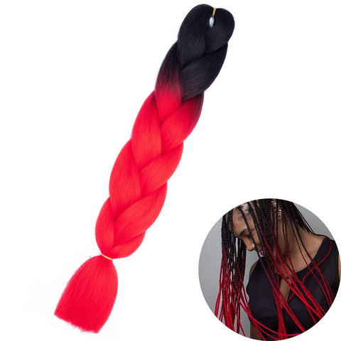 24" Synthetic Yaki Braids Hair - Ombre Kanekalon Jumbo Braid Hair Extensions for Women