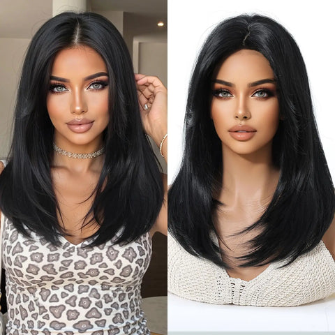 Blonde Golden Synthetic Wigs Long Straight Hair Natural Wig for Women Middle Part Wigs Cosplay Party Heat Resistant Fake Hair