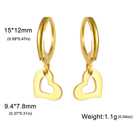 Skyrim Fashion Women Girls Stainless Steel Earrings - Heart Cross Flower Turtle Sun Pendant Hoop Earrings Jewelry Gift Wholesale