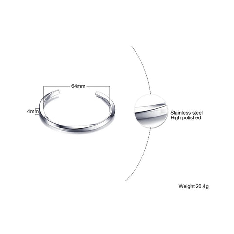 Men's Thin Stainless Steel Cuff Bracelet - Stylish & Versatile Gift for Him