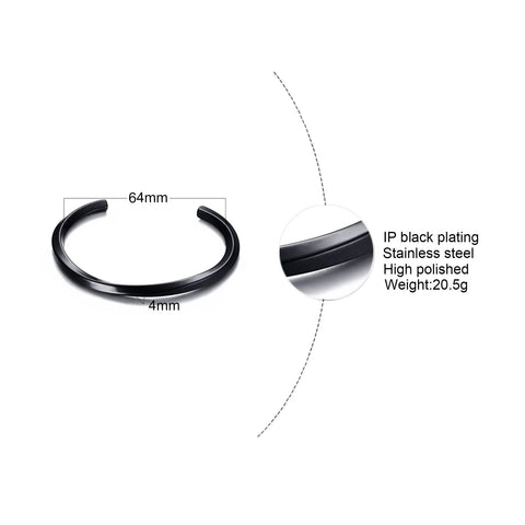 Men's Thin Stainless Steel Cuff Bracelet - Stylish & Versatile Gift for Him