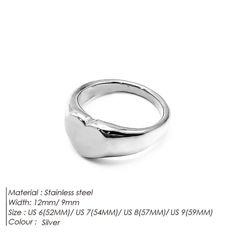 eManco Stainless Steel Punk Style Minimalist Round Ring - Gold Plated Women's Ring for Parties and Festivals