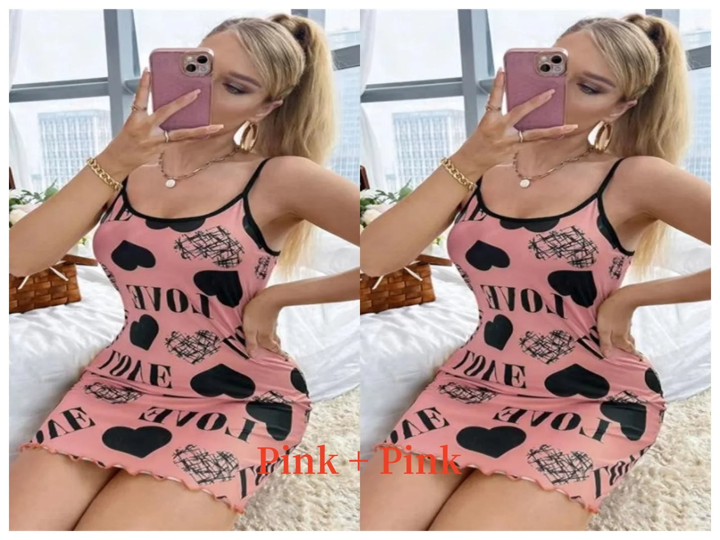 Summer Women's Sexy Halter Nightgown with Cute Printing