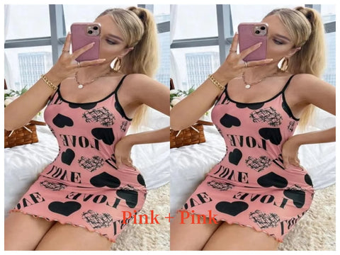 Sexy halternachthemd voor dames in de zomer met schattige print
