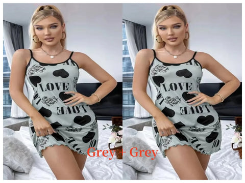 Sexy halternachthemd voor dames in de zomer met schattige print