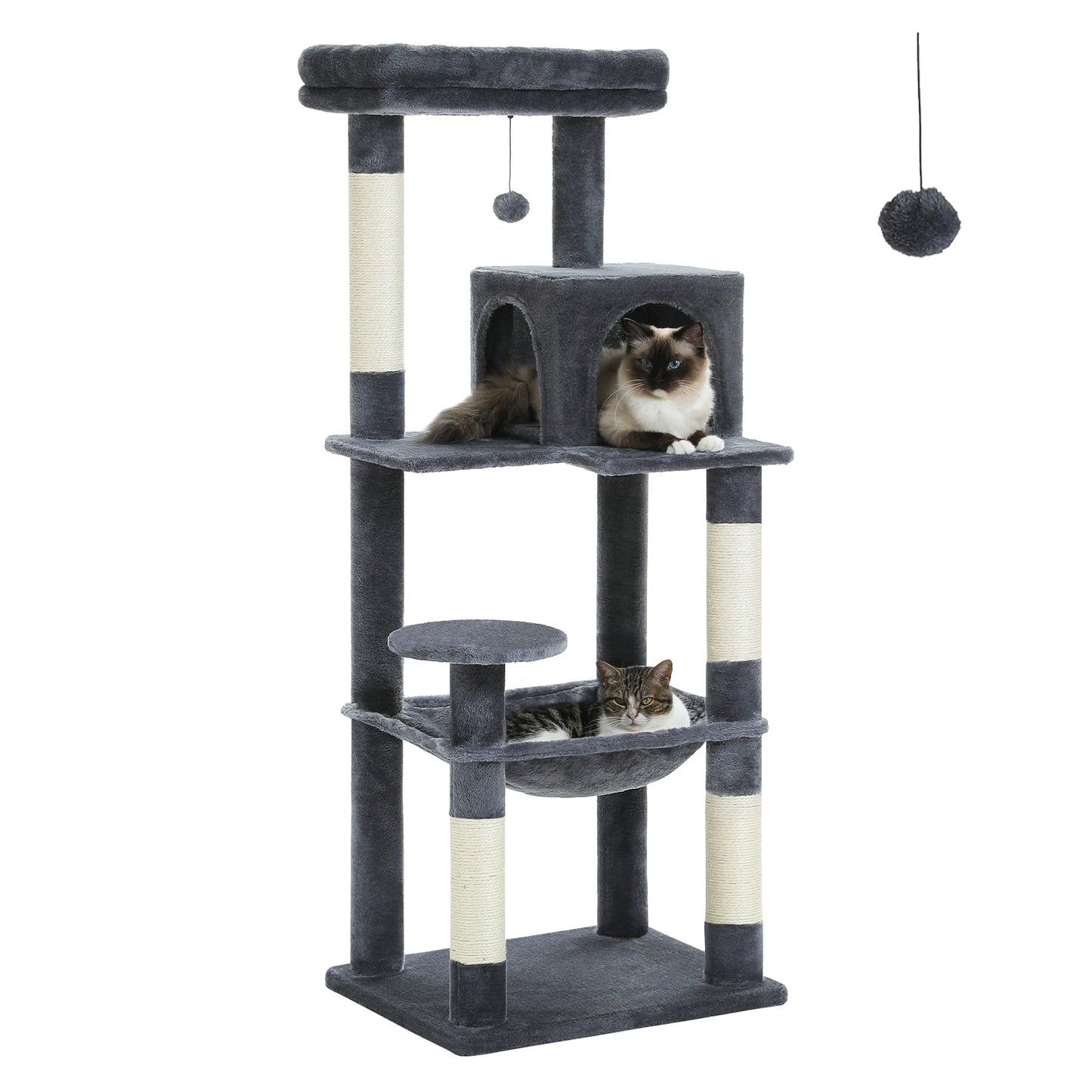 5-Level Cat Tree Tower for Large Indoor Cats with Hammock and Cozy Perch