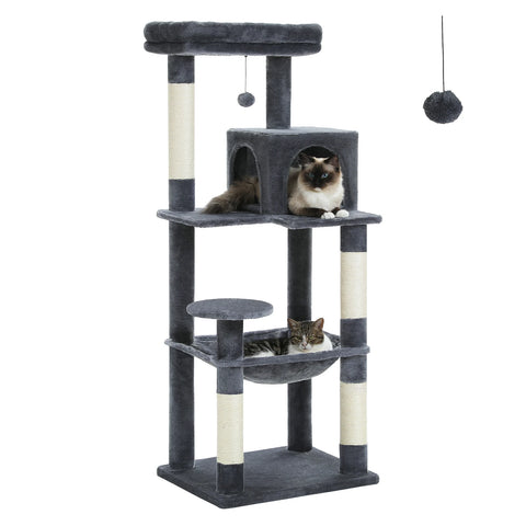 Kattentoren met 5 niveaus voor grote binnenkatten met hangmat en comfortabele zitplaats