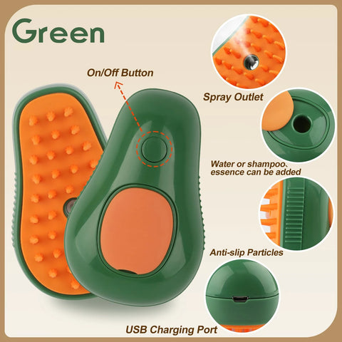 3-in-1 Electric Pet Brush - Cat & Dog Grooming with Spray & Massage