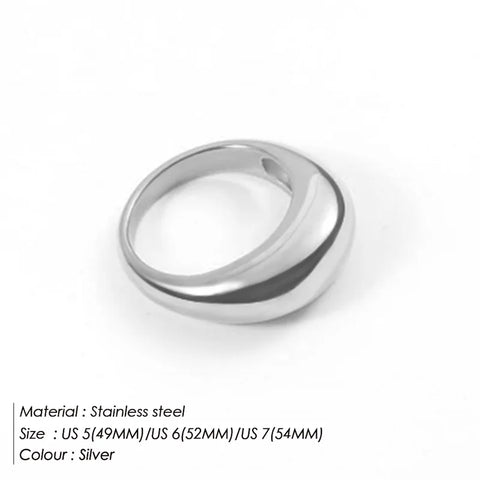 e-Manco Simple Stainless Steel Arc Rings for Women - Geometric Fashion Jewellery
