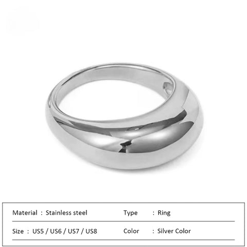 SUNIBI Simple Stainless Steel Arc Rings for Women - Elegant Geometric Jewelry for Couples