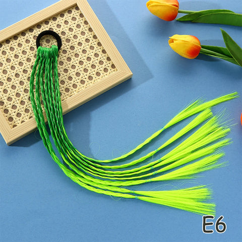 Colorful Synthetic Kids Ponytail Wigs with Headbands and Rubber Bands