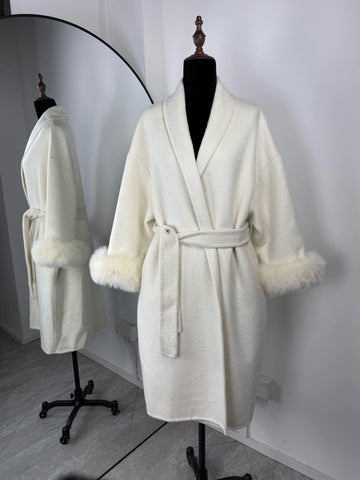 TARUXY Vossenbont Wollen Jassen Dames Korte Jas - Elegante Dubbelzijdige Overjas voor Kantoor Dames