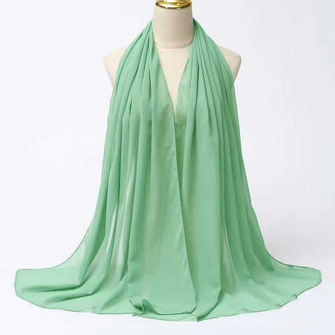 Elegant Muslim Chiffon Hijab Scarf - Lightweight Long Solid Color Head Wrap for Women