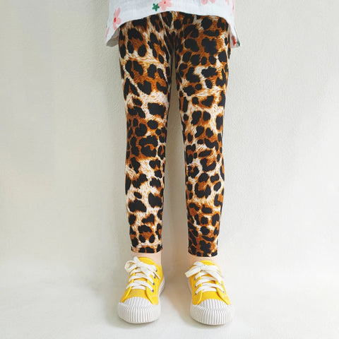Girls' Floral Print Leggings for Spring & Autumn