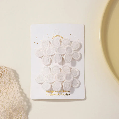 2 stuks/set schattige geborduurde bloemen haarspeldjes voor kinderen meisjes - drukknopen haarspelden BB clip haarspeldjes hoofddeksels accessoires