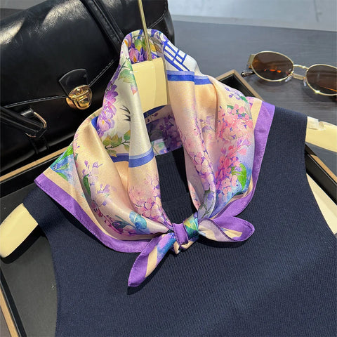 2025 100% Real Silk Scarf - 53cm Square Women's Bandelet