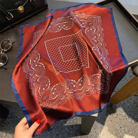 2025 100% Real Silk Scarf - 53cm Square Women's Bandelet
