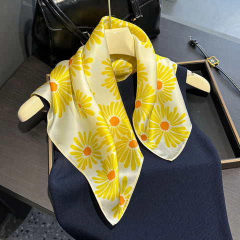 2025 100% Real Silk Scarf - 53cm Square Women's Bandelet
