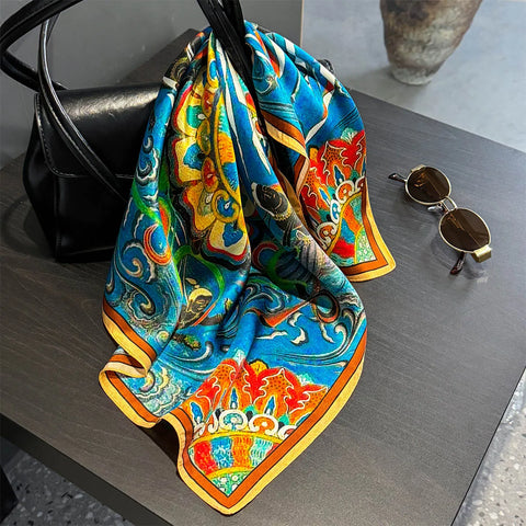 2025 100% Real Silk Scarf - 53cm Square Women's Bandelet