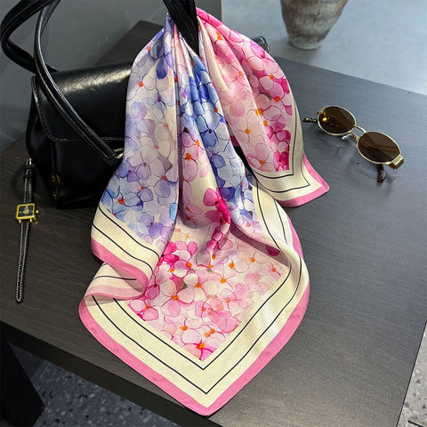 2025 100% Real Silk Scarf - 53cm Square Women's Bandelet