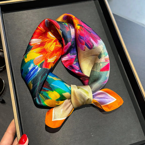 2025 100% Real Silk Scarf - 53cm Square Women's Bandelet