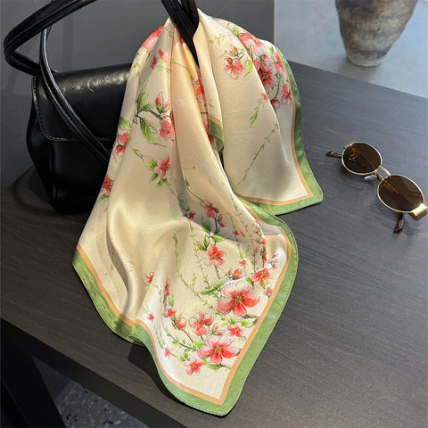 2025 100% Real Silk Scarf - 53cm Square Women's Bandelet