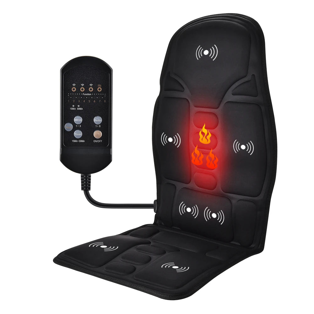 Electric Heating Back Waist Massager - Vibration Massage Mat for Home, Office, Car