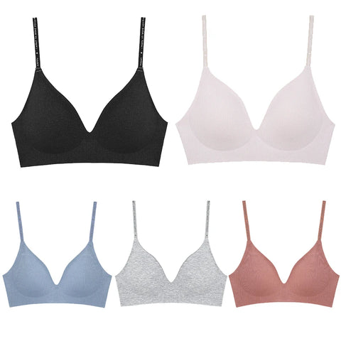 FINETOO Dames Draadloze BH Set - Trendy Diepe V Gewatteerde Bralette