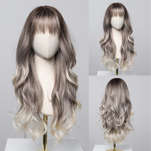 DropShipping EASIHAIR Long Blonde Ombre Synthetic Wigs for Women - Wavy High Density Cosplay Wig