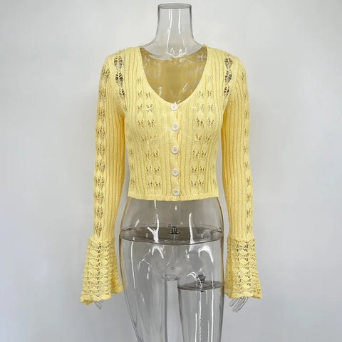 Tuularose Lente Gebreid Vest voor Dames - Casual Effen V-hals Korte Top