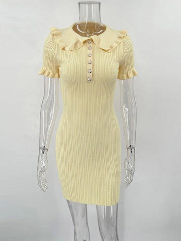 TARUXY High Waist Ruffled Mini Dress for Women - Elegant Vintage Summer Fashion